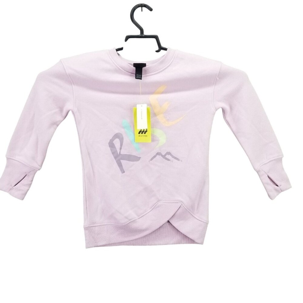 Girls All in Motion Purple Fleece Sweatshirt Long Sleeve Crew Neck Size XS (4/5)